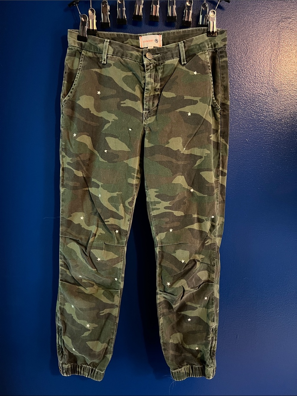 Sundry Olive Green Pants with Star Logo Detail 100% cotton!